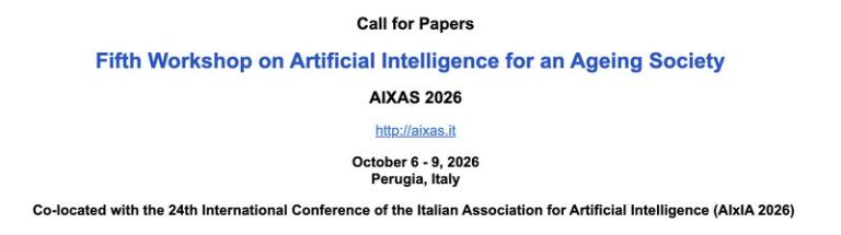 AIXAS 2026: aperta la Call for Papers sull’intelligenza artificiale per una società che invecchia